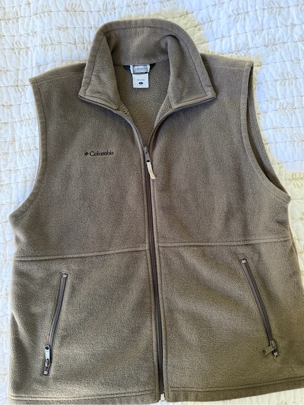 Columbia Men's Taupe/Gray Fleece Vest - Full Zip